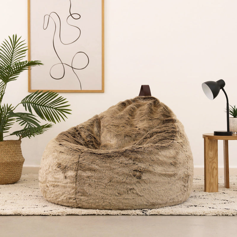 Pouf cocon en fausse fourrure - Vison
