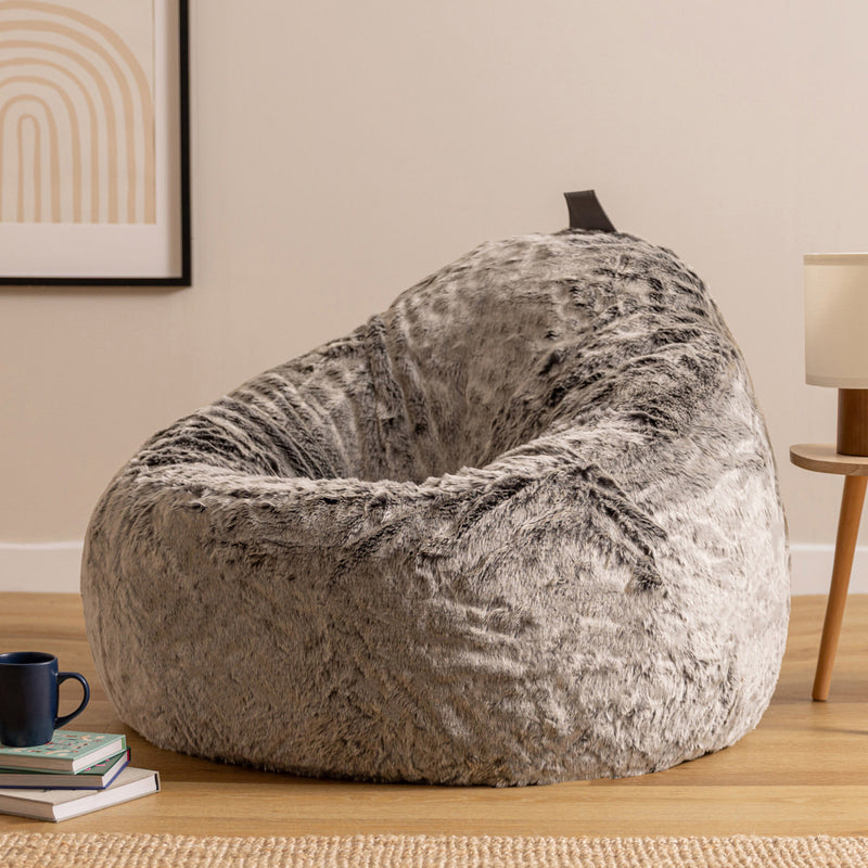 Pouf méridienne en molleton loup arctique, gris