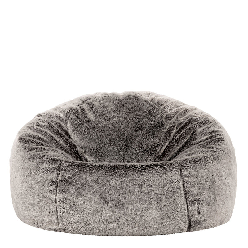 Pouf classique en fausse fourrure loup arctique, Gris