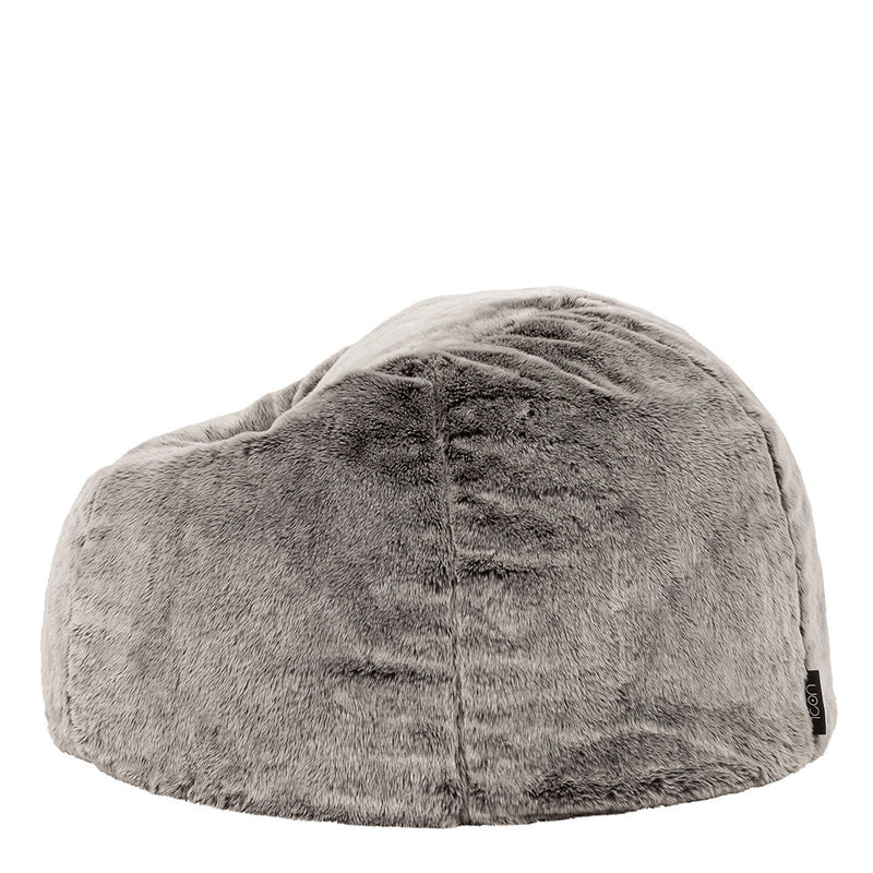 Pouf classique en fausse fourrure loup arctique, Gris