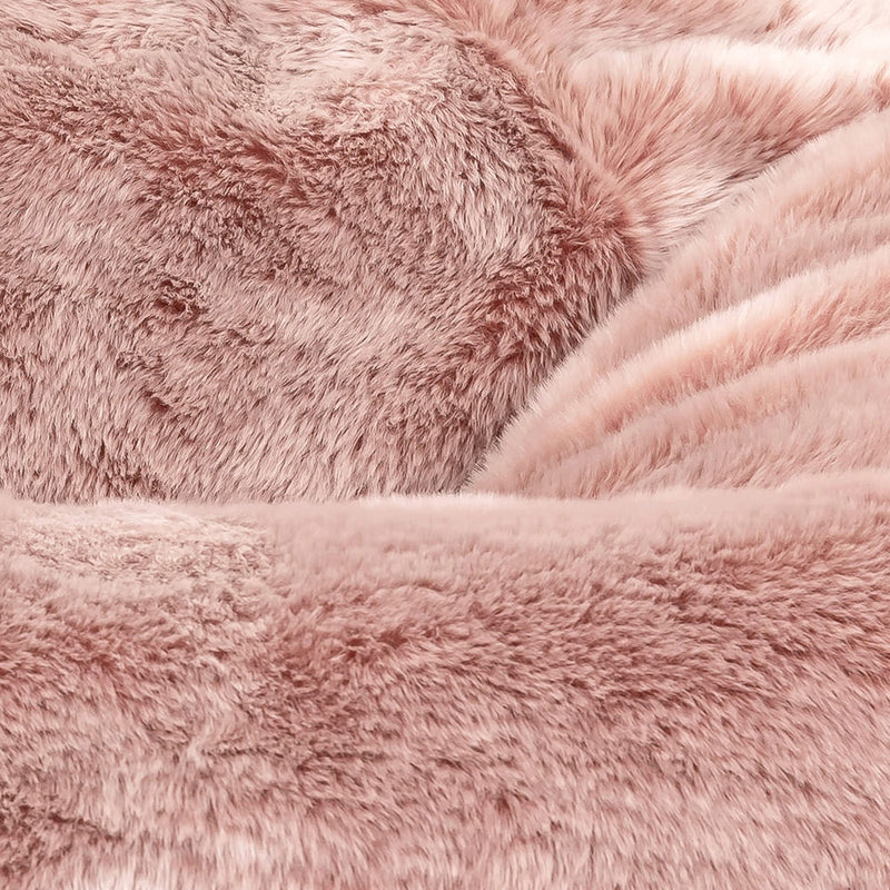 Pouf classique en fausse fourrure Hacienda, rose