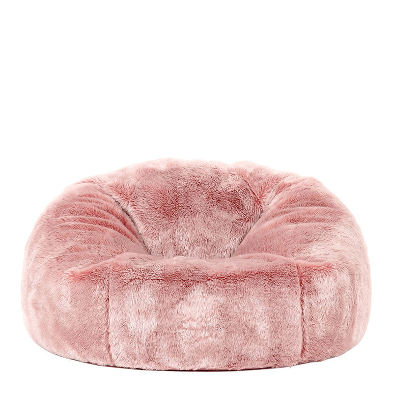Pouf classique en fausse fourrure Hacienda, rose