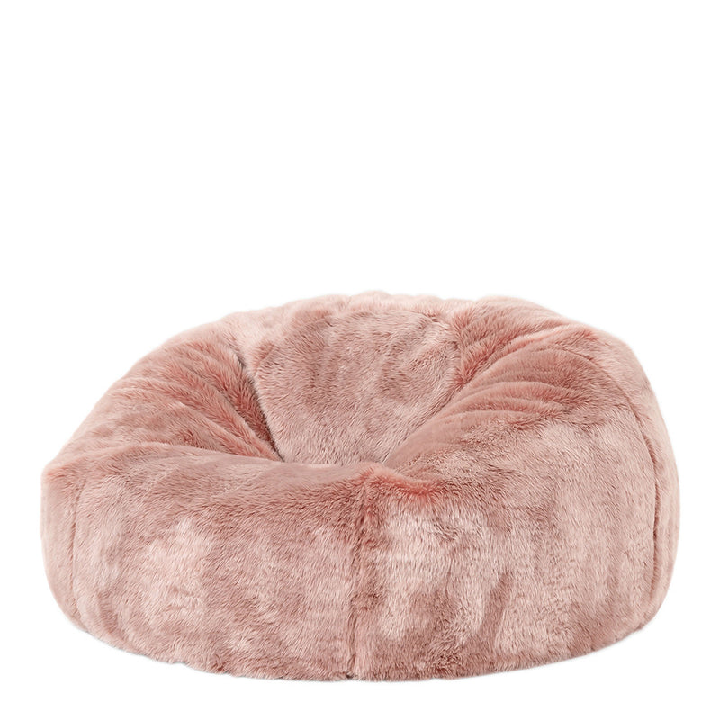 Pouf classique en fausse fourrure Hacienda, rose