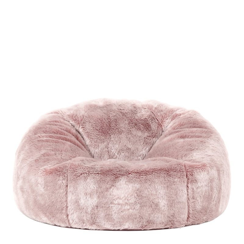 Pouf classique en fausse fourrure Hacienda, rose