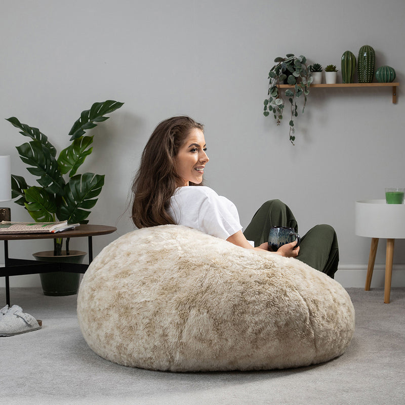 Pouf en fausse fourrure - Marron