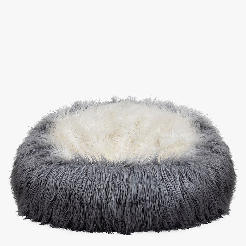 Pouf en fausse fourrure - Gris