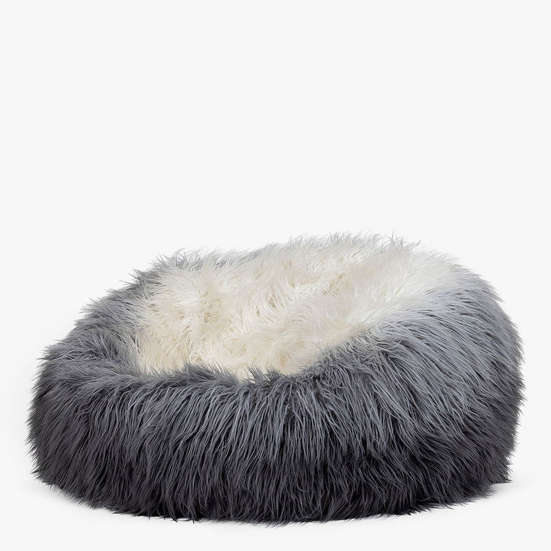 Pouf en fausse fourrure - Gris