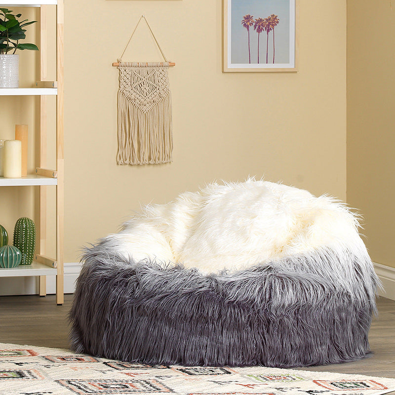 Pouf en fausse fourrure - Gris
