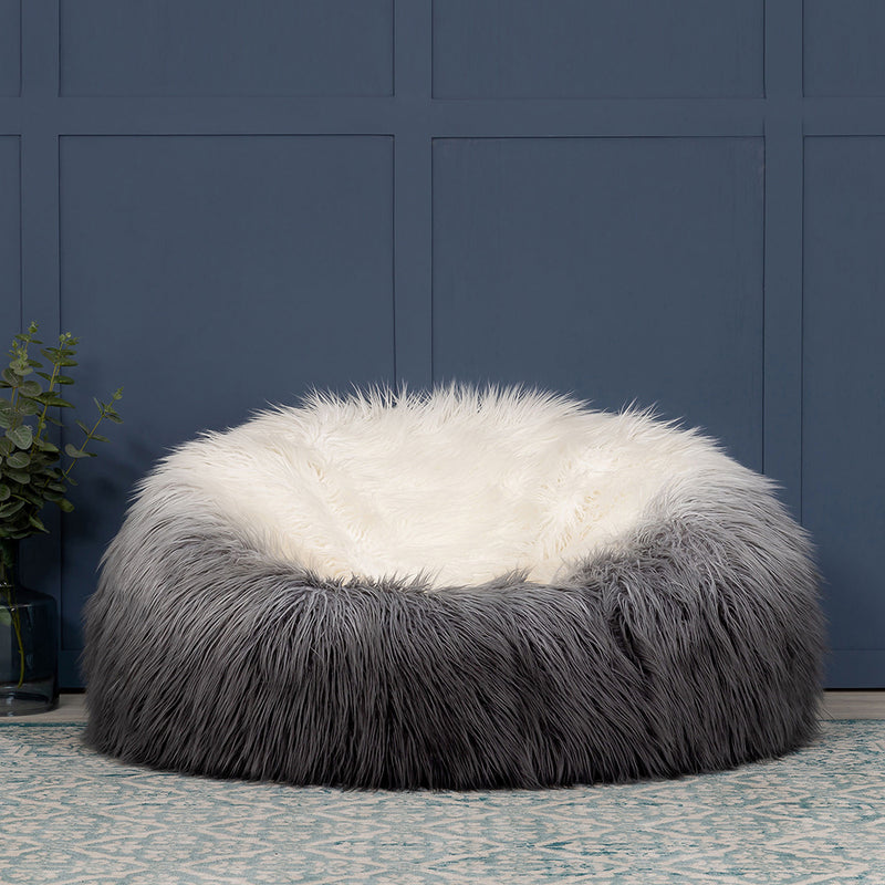 Pouf en fausse fourrure - Gris