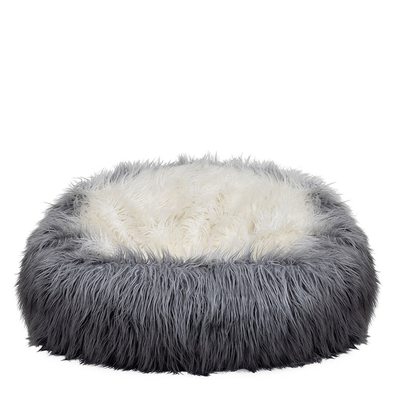 Pouf en fausse fourrure - Gris