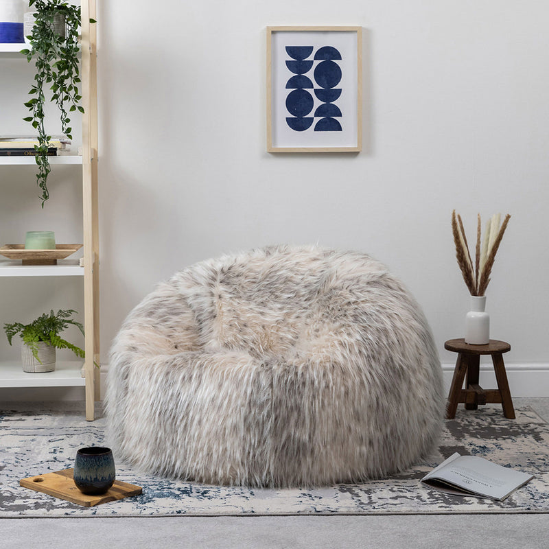 Pouf poil long - Naturel