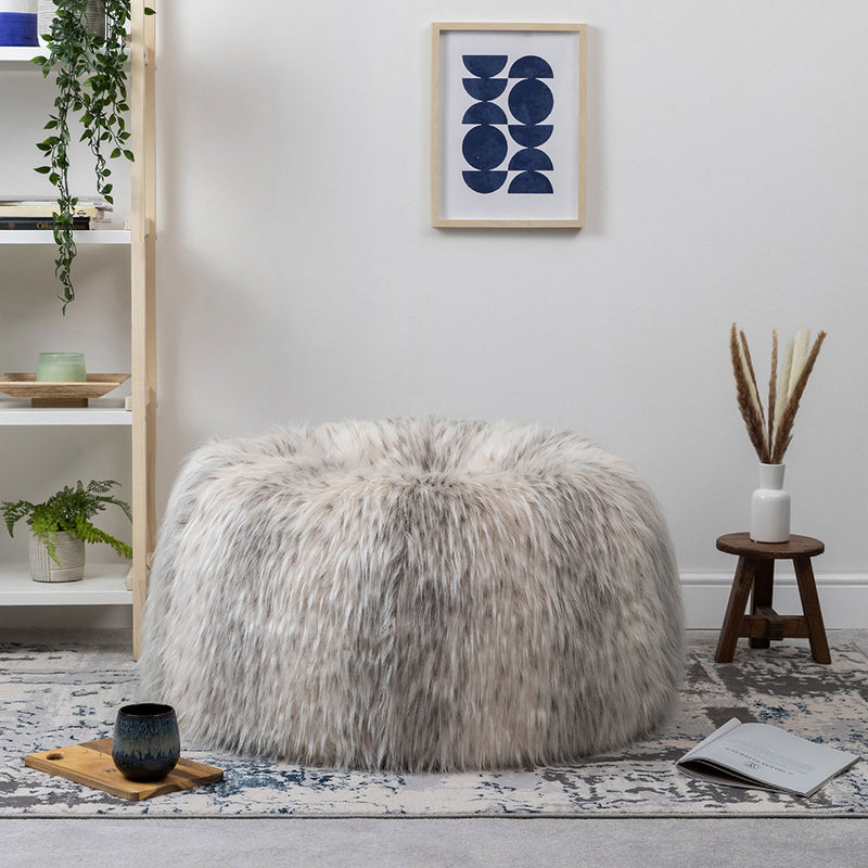 Pouf poil long - Naturel