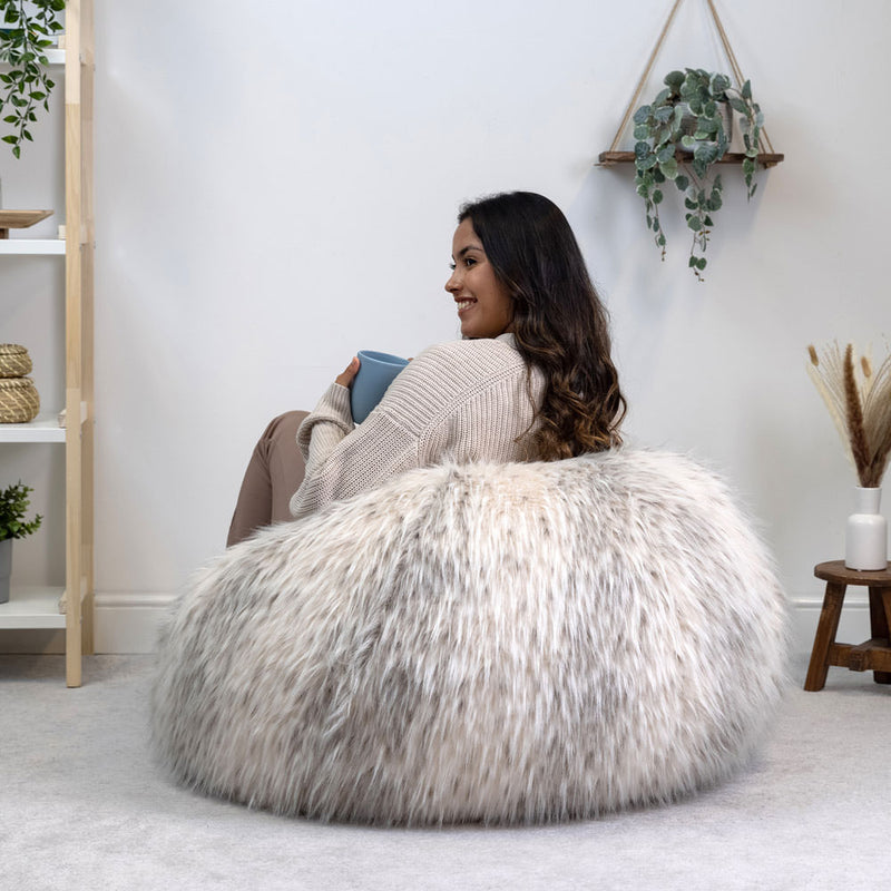 Pouf poil long - Naturel