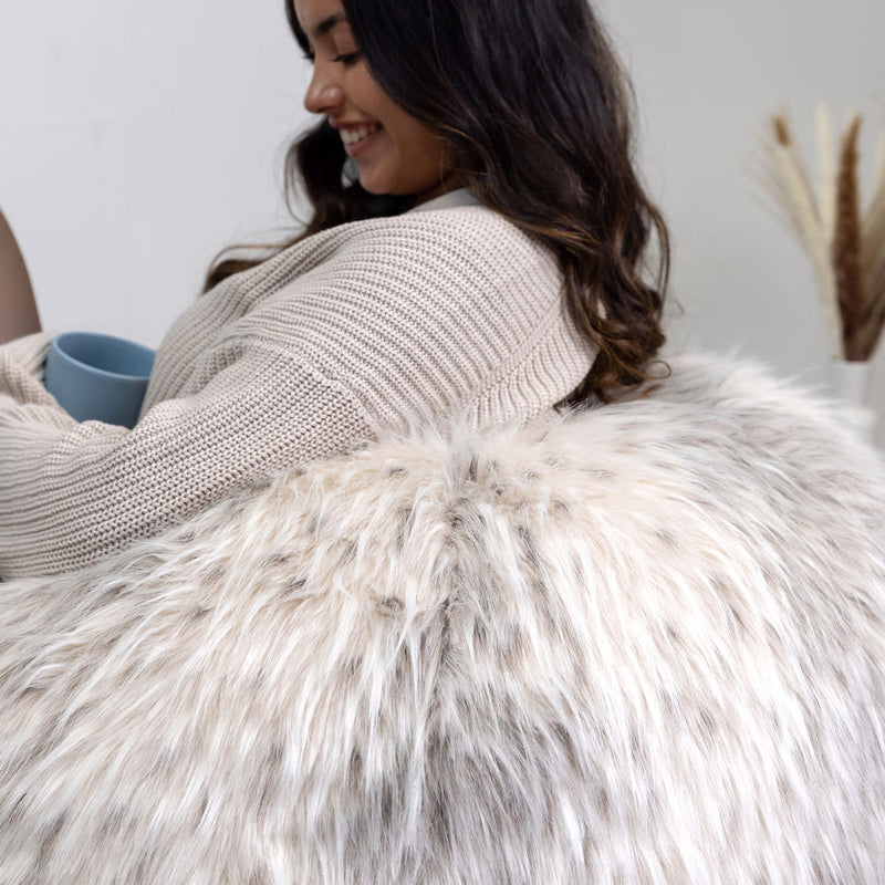 Pouf poil long - Naturel