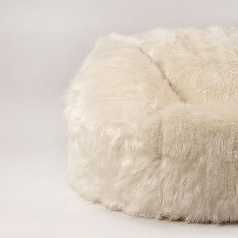 Pouf classique en fausse fourrure Soho, Naturel