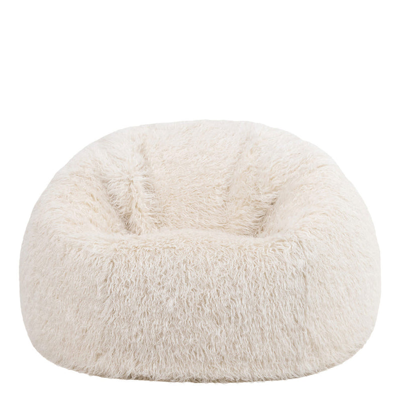 Pouf classique en fausse fourrure Mongolian, natruel 