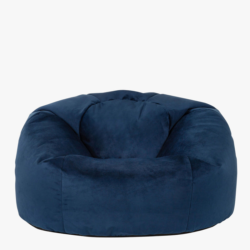 Pouf classique en velours Kingston, bleu marine