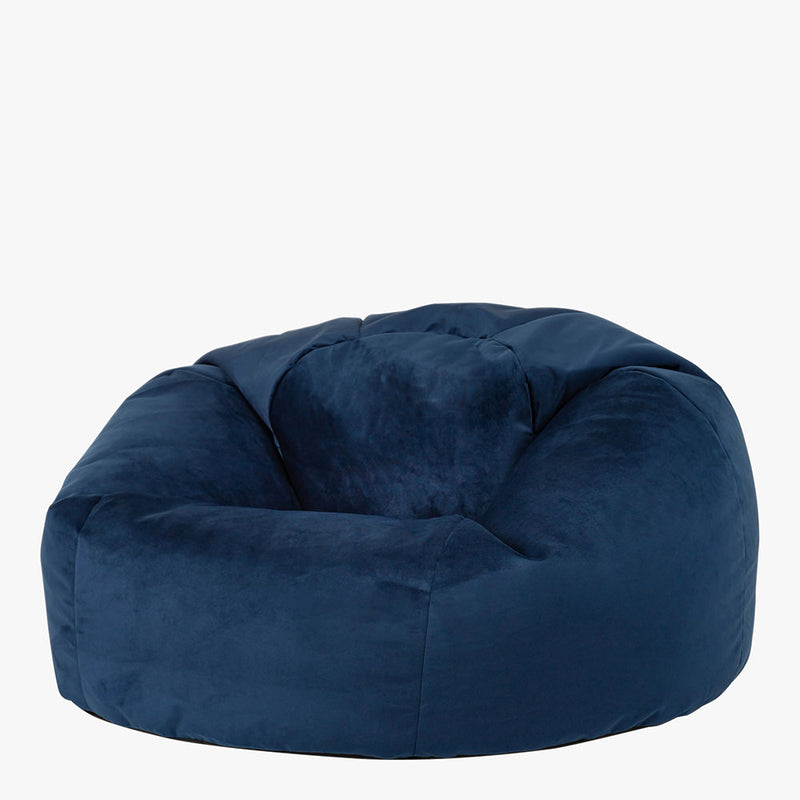 Pouf classique en velours Kingston, bleu marine