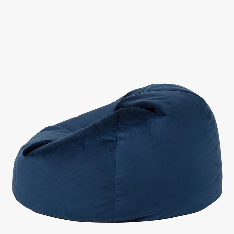 Pouf classique en velours Kingston, bleu marine