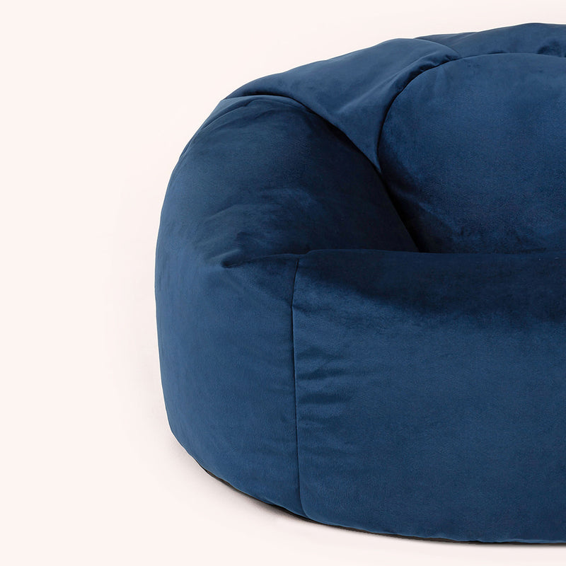 Pouf classique en velours Kingston, bleu marine