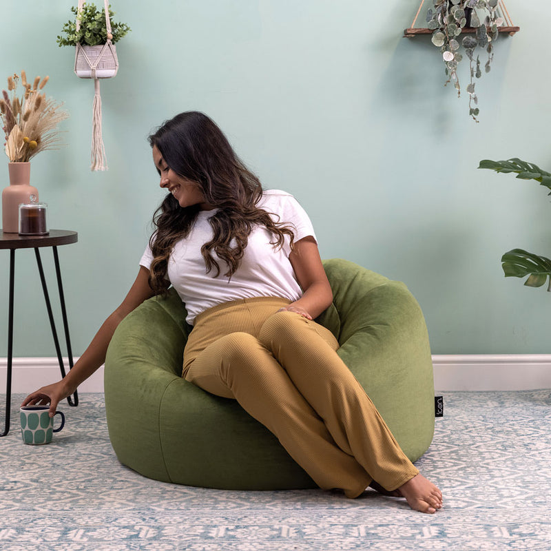 Pouf géant classique Kingston Velvet – vert sauge