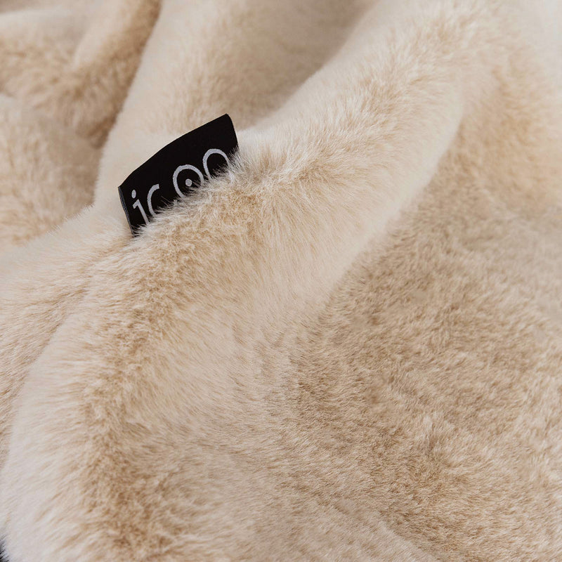 Pouf classique en fausse fourrure Kingston, naturel