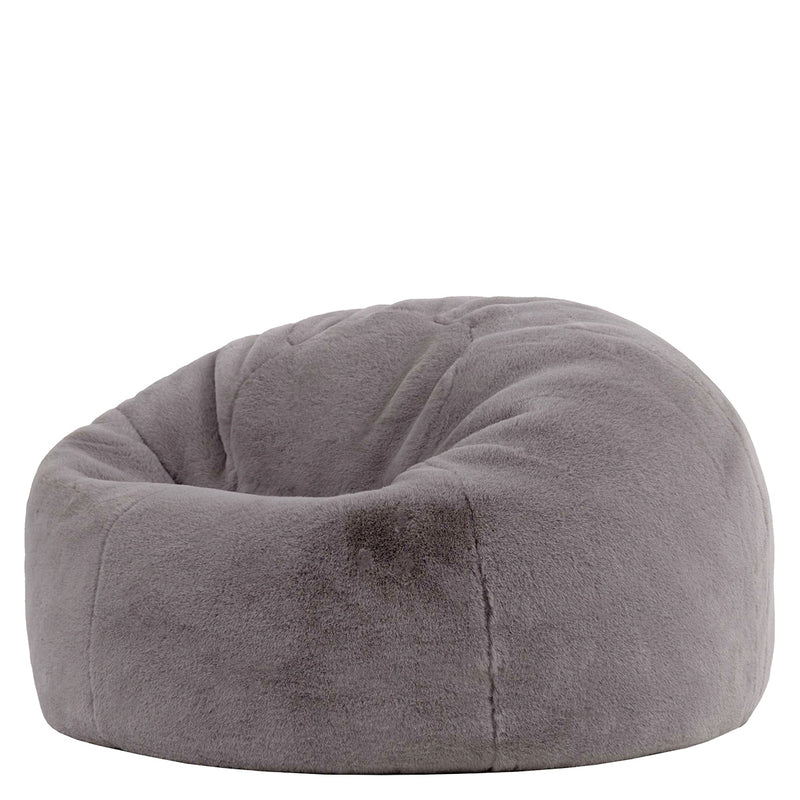 Pouf classique en fausse fourrure Kingston, gris clair