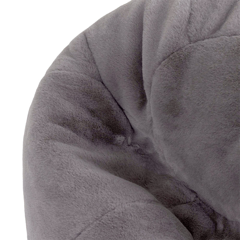 Pouf classique en fausse fourrure Kingston, gris clair