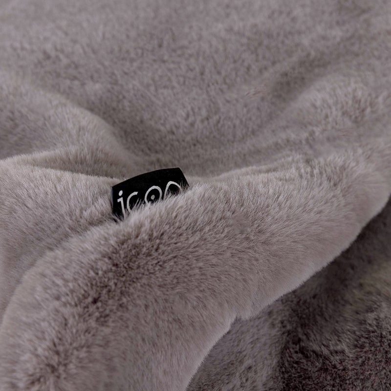 Pouf classique en fausse fourrure Kingston, gris clair