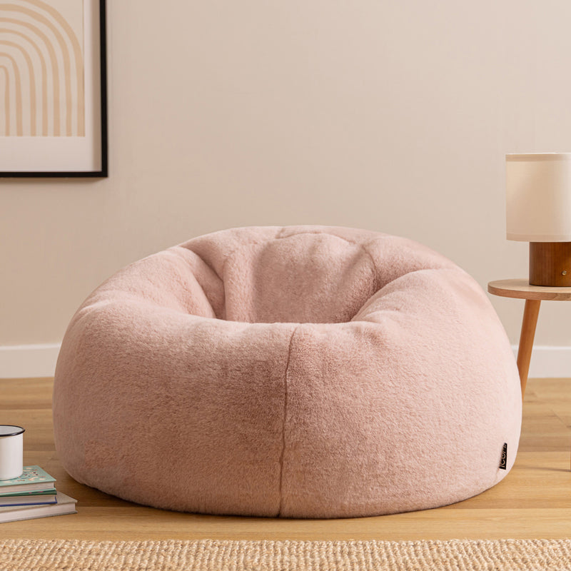 Pouf classique en fausse fourrure Kingston, rose