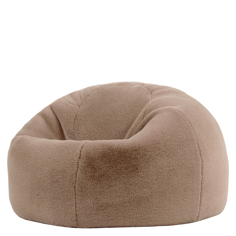 Pouf classique en fausse fourrure Kingston, brun moka