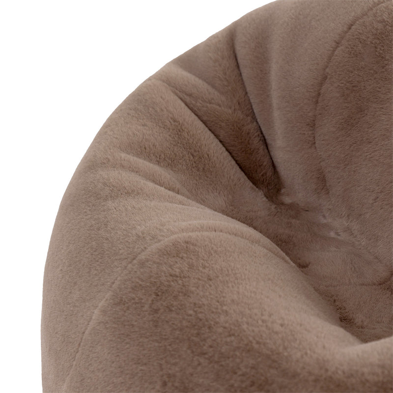 Pouf classique en fausse fourrure Kingston, brun moka