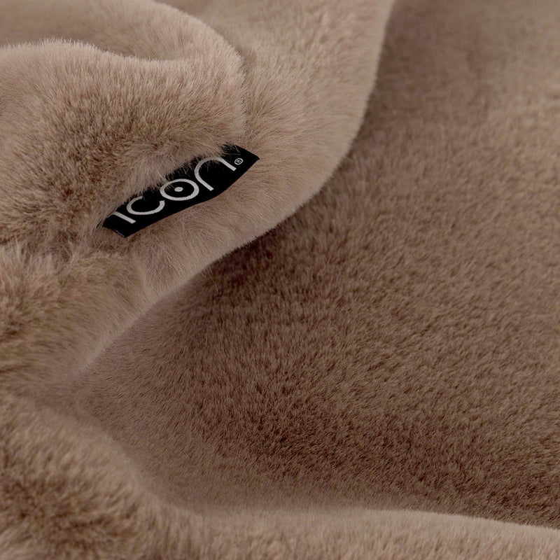 Pouf classique en fausse fourrure Kingston, brun moka