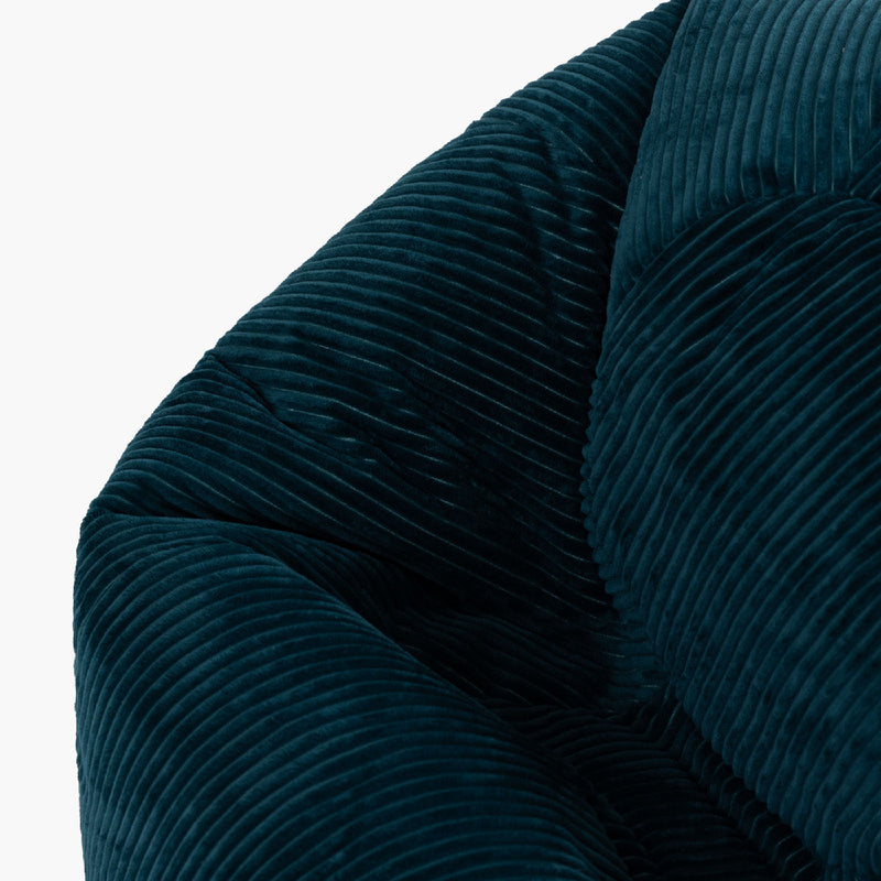 Pouf classique Kingston en velours côtelé XL, bleu sarcelle