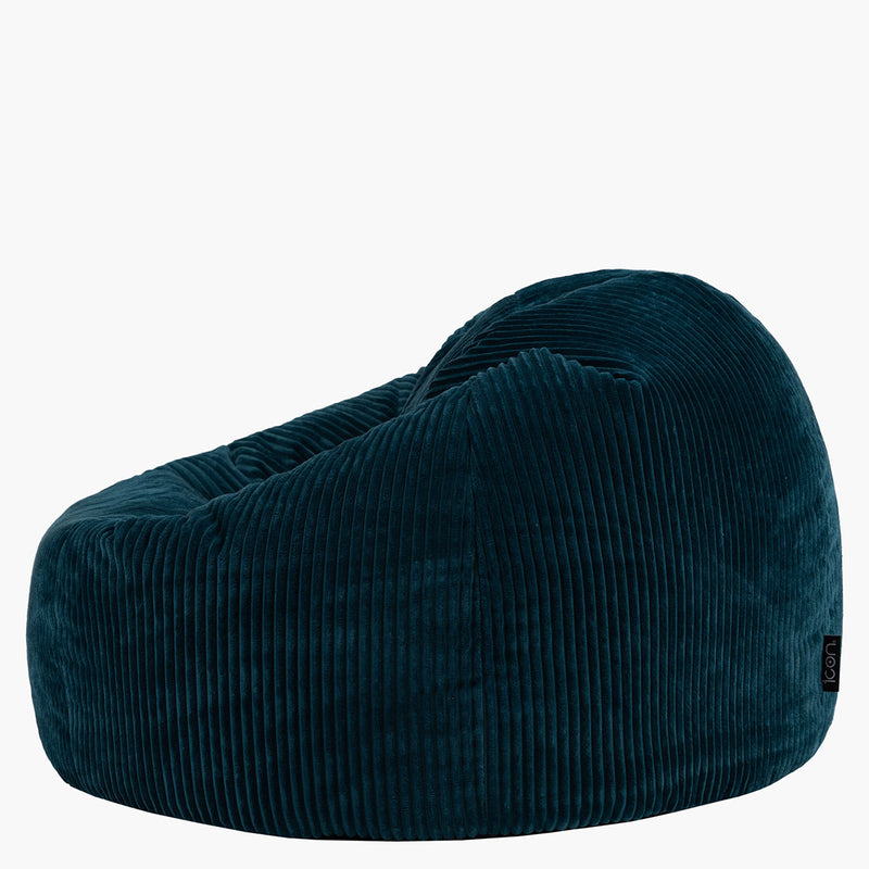 Pouf classique Kingston en velours côtelé XL, bleu sarcelle