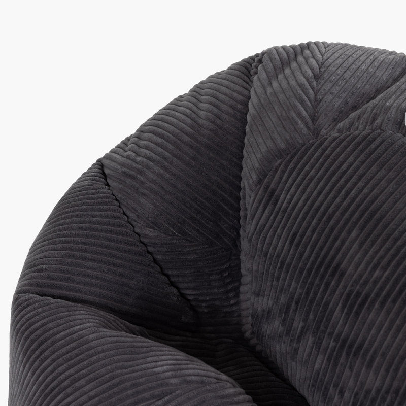 Pouf classique Kingston en velours côtelé XL, gris anthracite