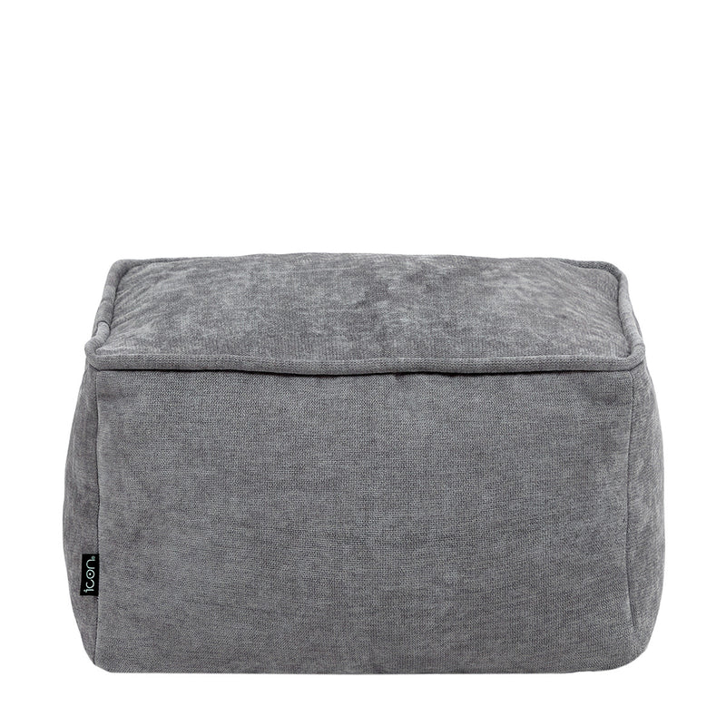 Repose-pieds en tissu chenille Amara, gris