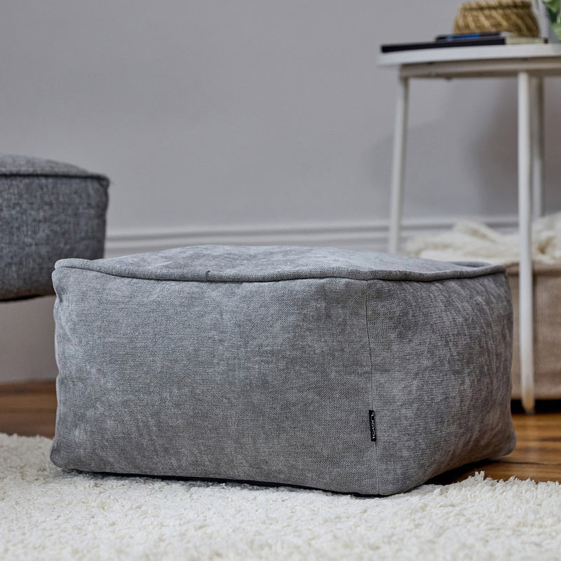 Repose-pieds en tissu chenille Amara, gris