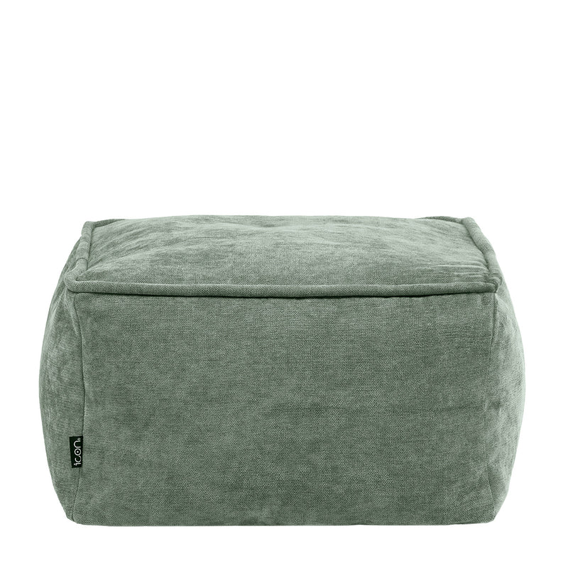 Repose-pieds en tissu chenille Amara, vert sauge