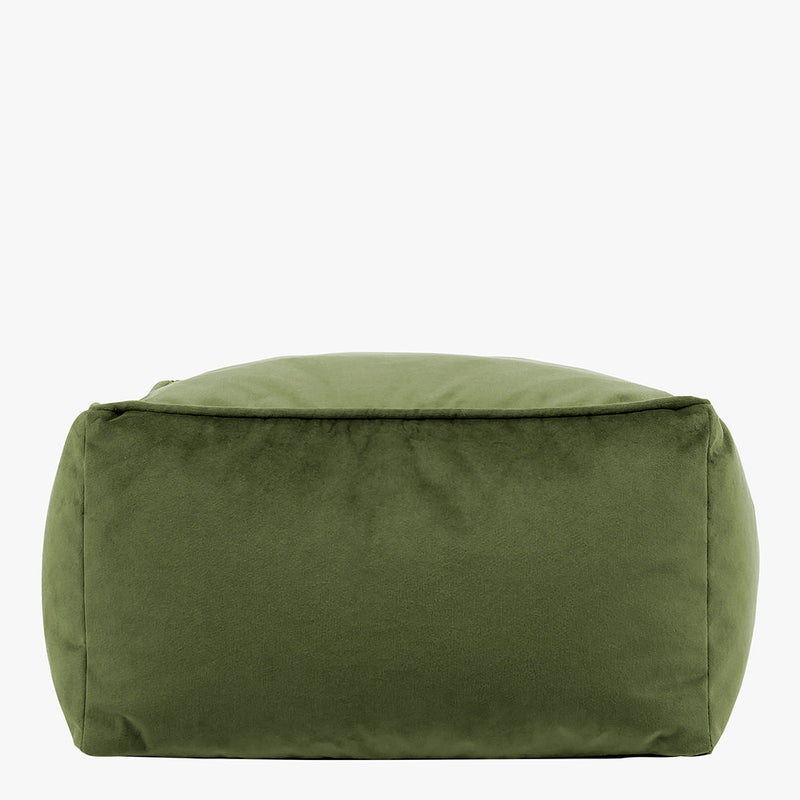 Pouffe carré Amara en velours – vert sauge