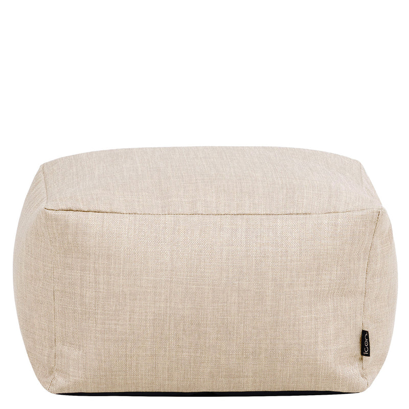 Pouf carré, en tissu, pour l'extérieur, Amara, naturel