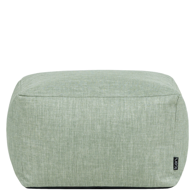 Pouf carré, en tissu, pour l'extérieur, Amara, vert sauge