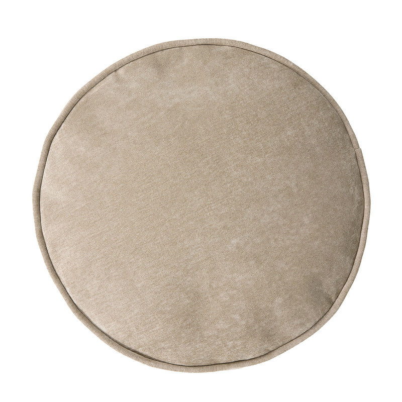 Pouf rond Milano en tissu chenille, crème