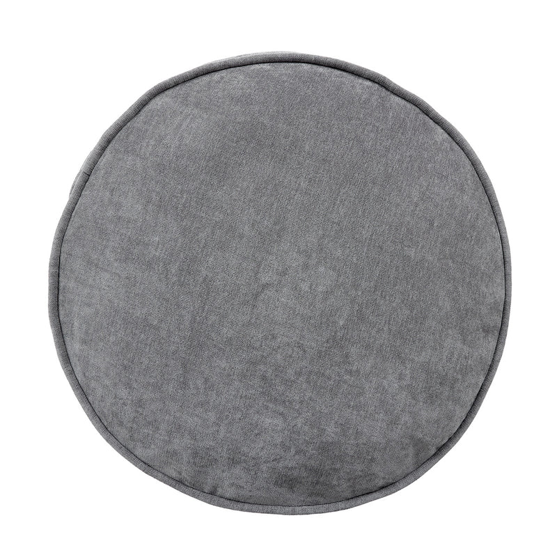 Pouf rond Milano en tissu chenille, gris