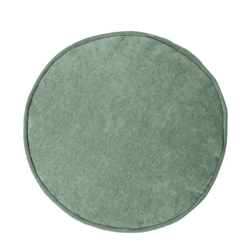Pouf rond Milano en tissu chenille, ver sauge 