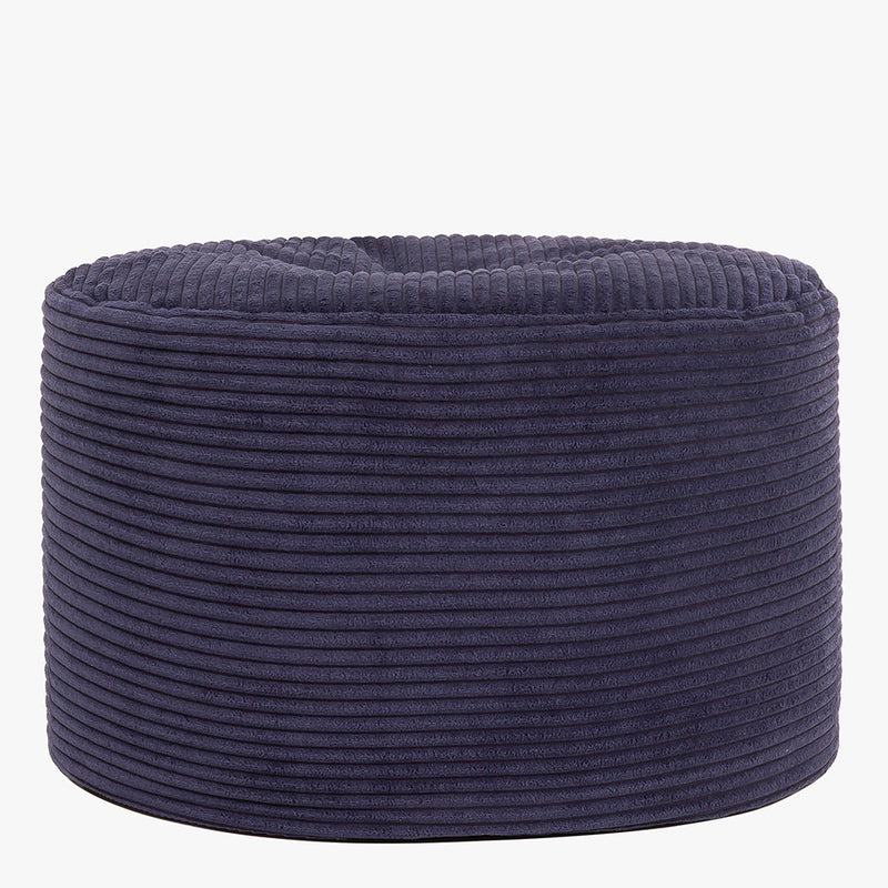 Pouf rond en velours côtelé Milano - Bleu marine