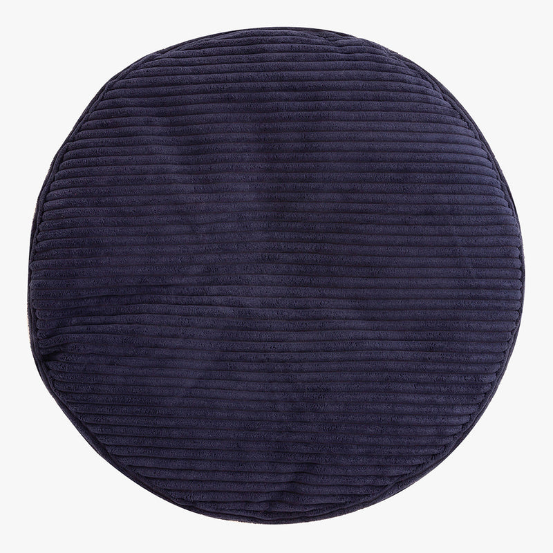 Pouf rond en velours côtelé Milano - Bleu marine