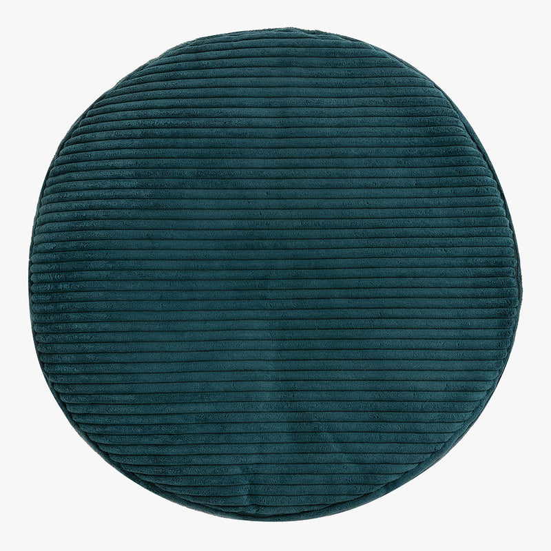 Pouf rond Milano en velours côtelé, bleu marine