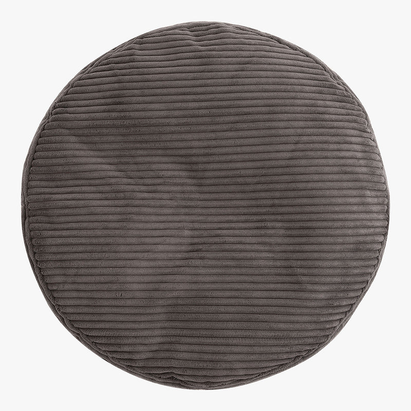 Pouf rond Milano en velours côtelé, gris antharite
