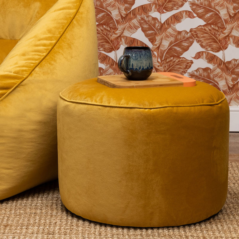 Pouf rond Milano en velours, jaune